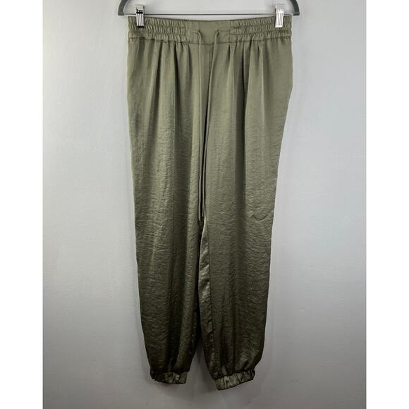 ZARA Trafaluc Collection Jogger Pants Green Elastic Waist Drawstring Size Medium - Picture 1 of 8